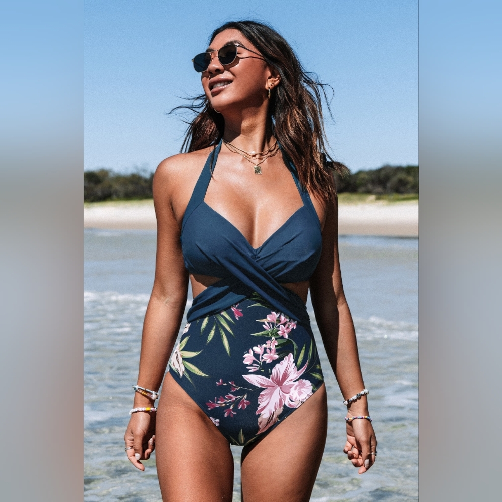 Cupshe Wrap Cutout One Piece.  NWT